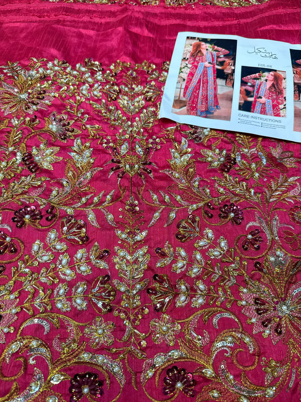 HARIS SHAKEEL RAW SILK SHAYNA โ SHOCKING PINK