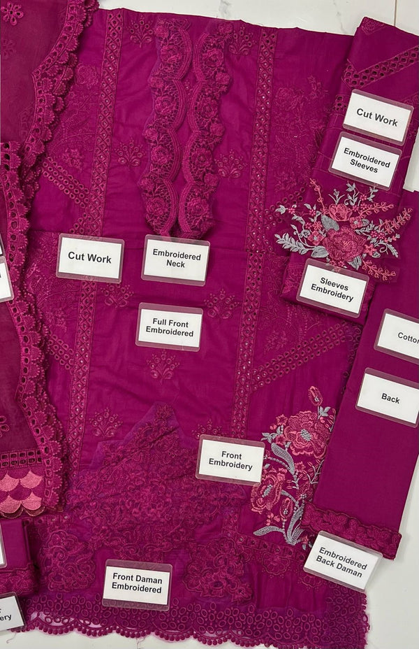 Maria B Maroon Hot Pink Chikankari Collection Replica