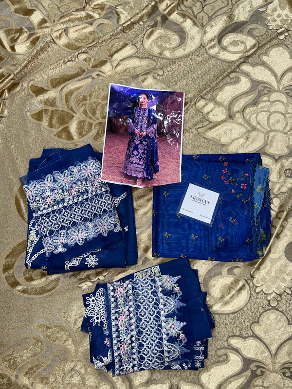 Qalamkar Blue Luxury Lawn Collection Replica