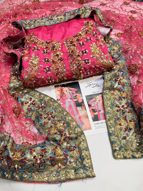 HARIS SHAKEEL RAW SILK SHAYNA โ SHOCKING PINK