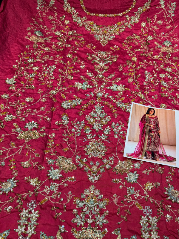 TABYA RAW SILK TABEER (SHOCKING PINK)