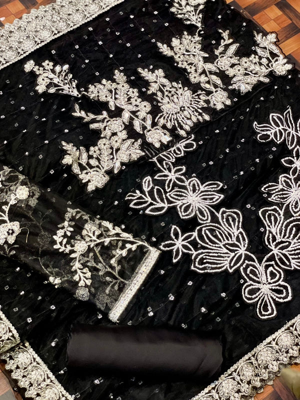 Iznik Black Exclusive Net Saree Replica