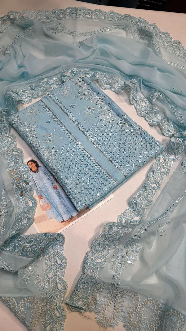 Qalamqar Lawn FK-10-B Zoe (Pastel Blue Edition)