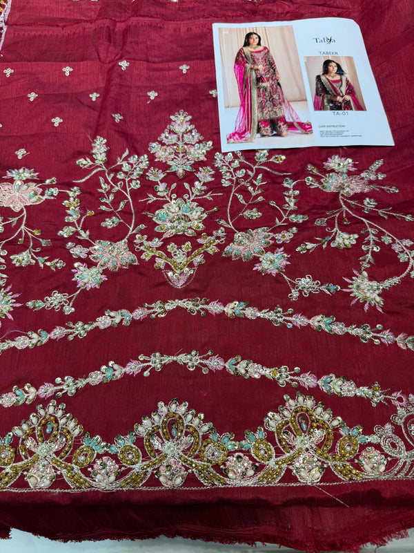 TABYA RAW SILK TABEER MEROON