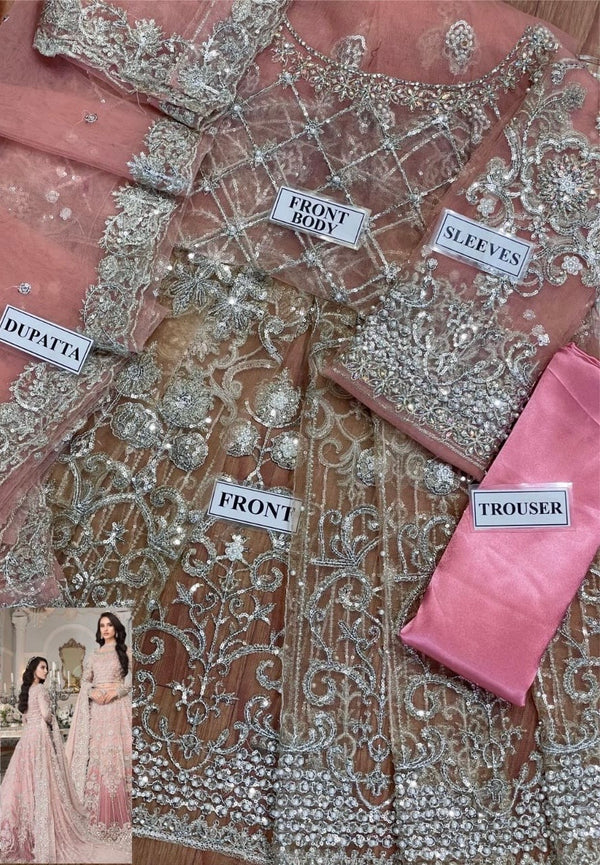 Maria B Pink Exclusive Net Maxi Replica