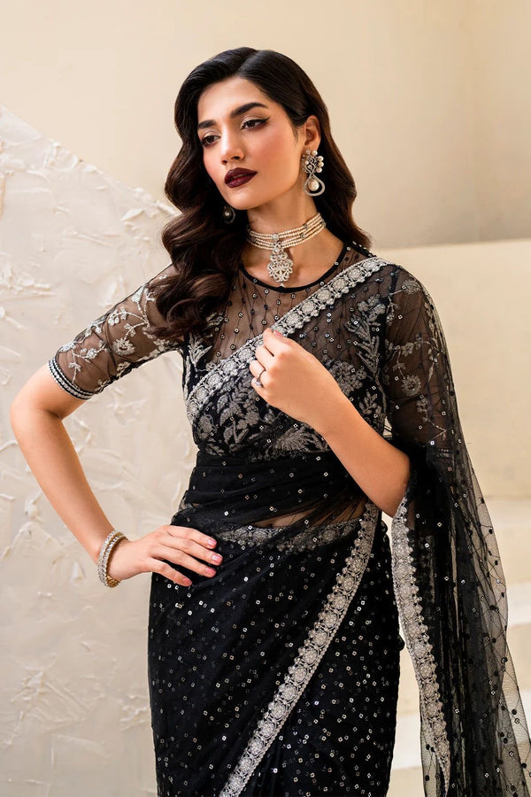Iznik Black Exclusive Net Saree Replica