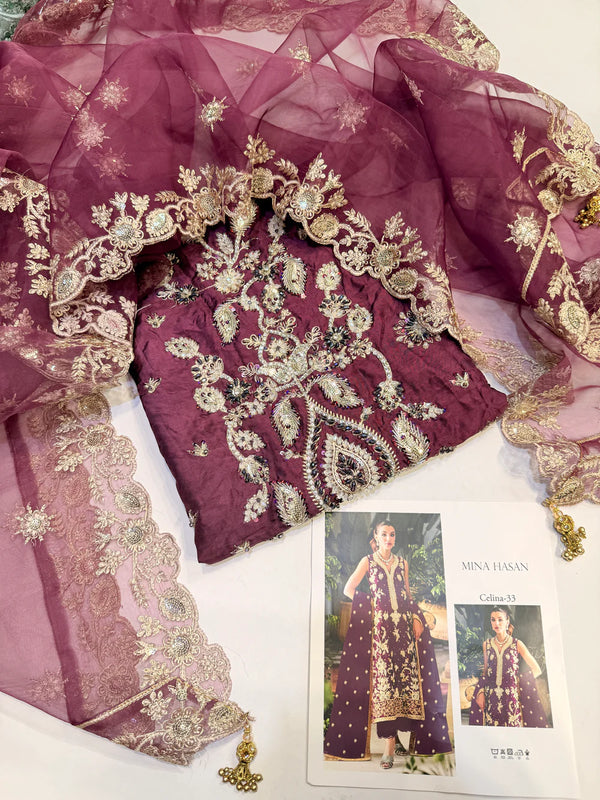 Mina Hassan Tessel Silk Celina Magenta 3Pc