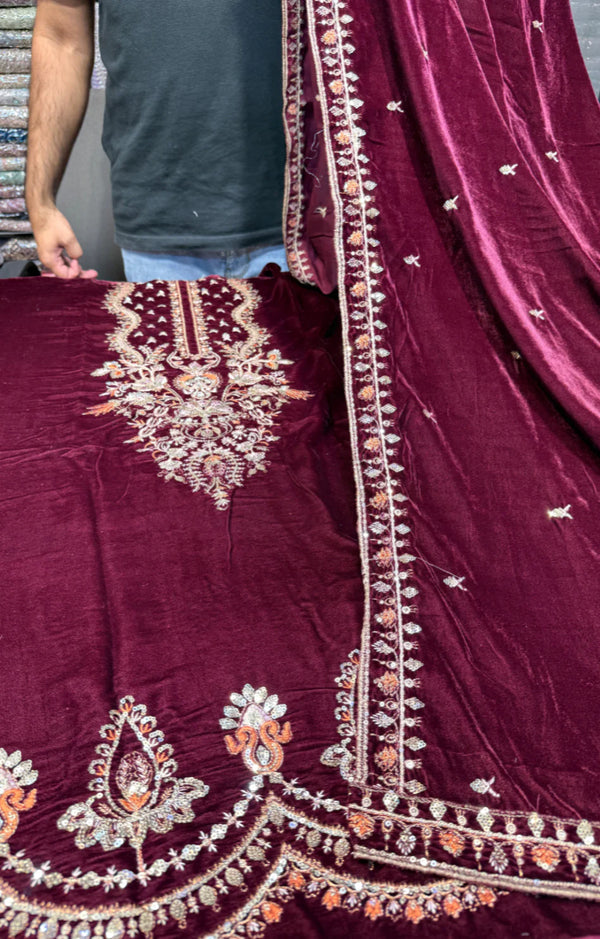Batik Velvet 3Pc Maroon