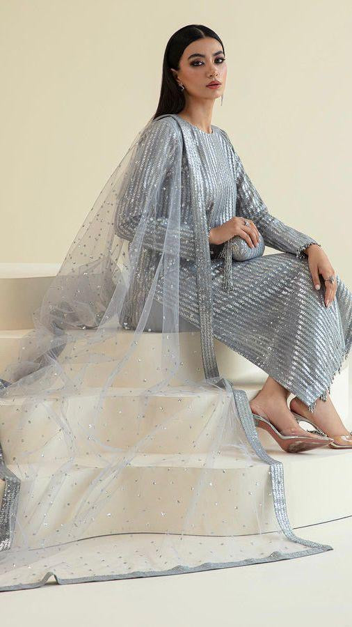 Baroque Grey Chiffon Formal Collection Replica