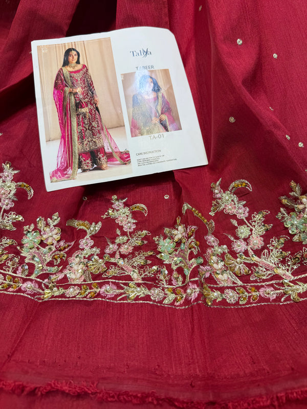 TABYA RAW SILK TABEER MEROON