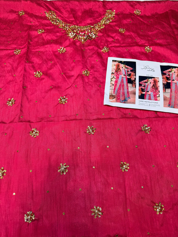 HARIS SHAKEEL RAW SILK SHAYNA โ SHOCKING PINK