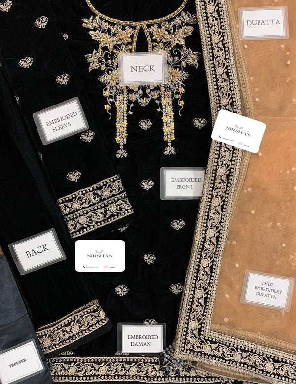 Emaan Adeel Black Velvet Formal Collection Replica