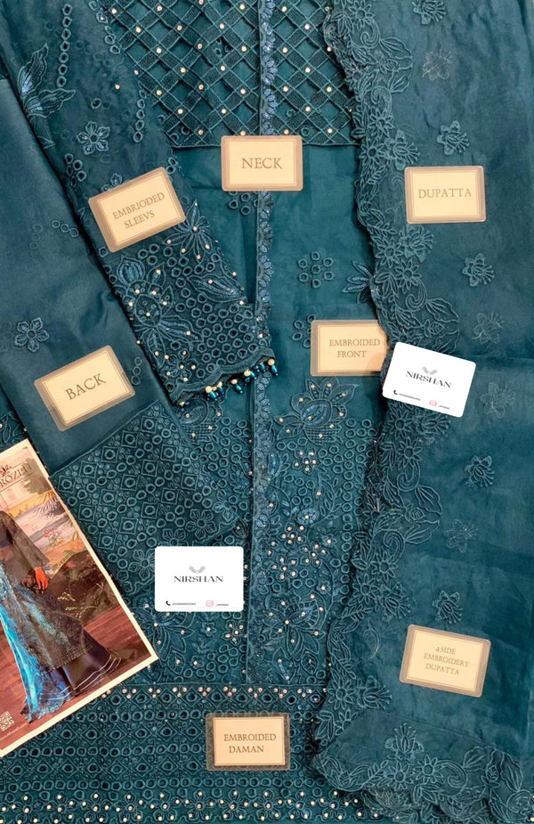 Afrozeh Blue Organza Formal Collection Replica