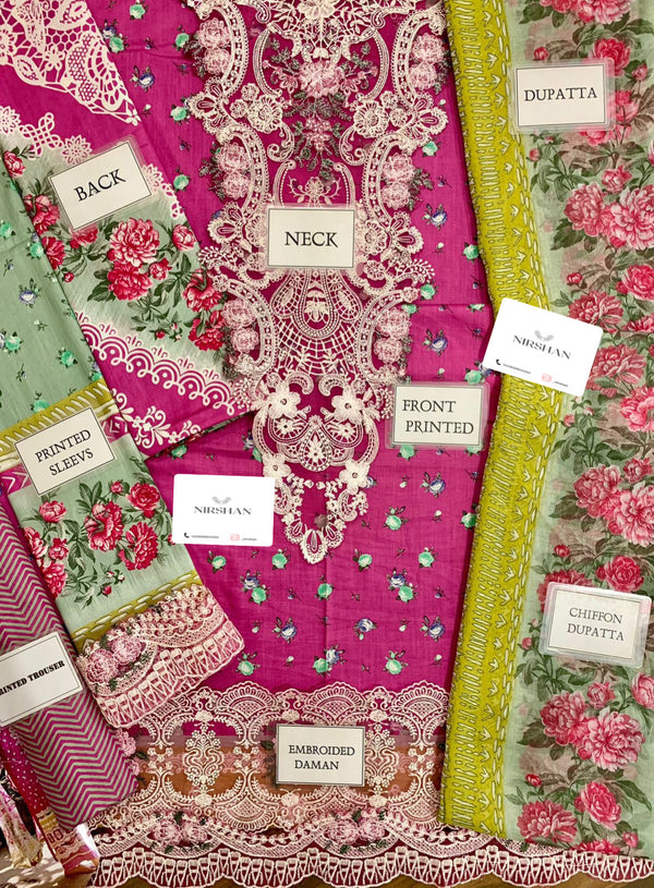 Elaf Pink Luxury Lawn Collection Replica