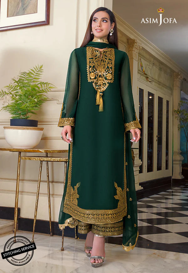 Asim Jofa Green Chiffon Collection Replica