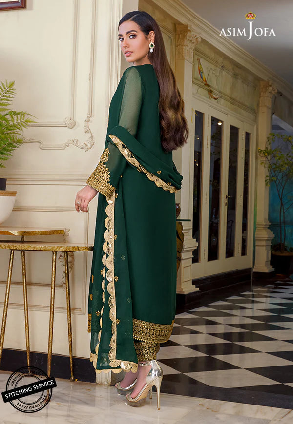 Asim Jofa Green Chiffon Collection Replica