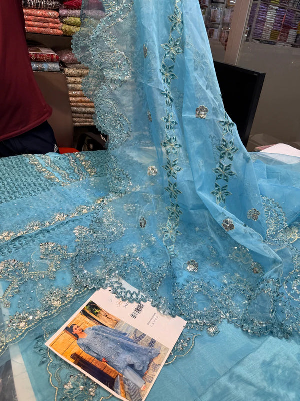 Laila Mishra Signature Organza Amal โ Ice Blue Collection