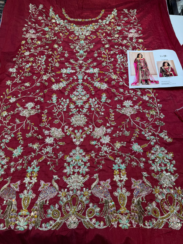 TABYA RAW SILK TABEER MEROON
