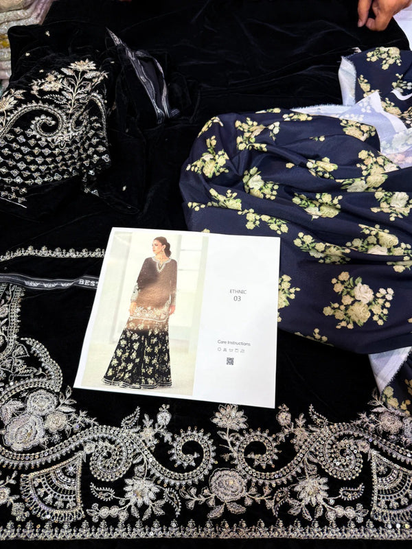 ETHNC VELVET BLACK 2PC