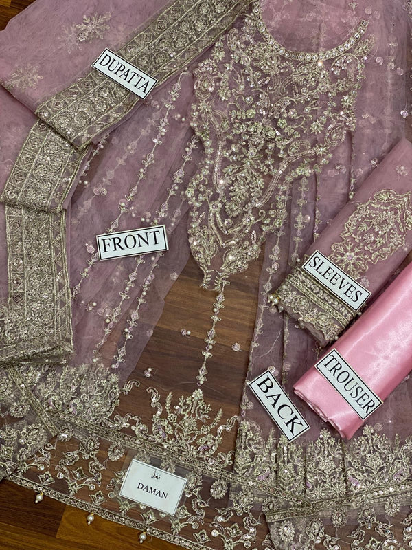 Asim Jofa Pink Net Maxi Bridal Collection Replica