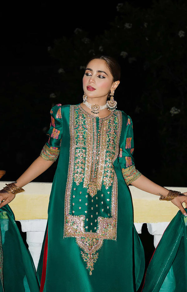 Hussain Rehar Raw Silk – Beryl