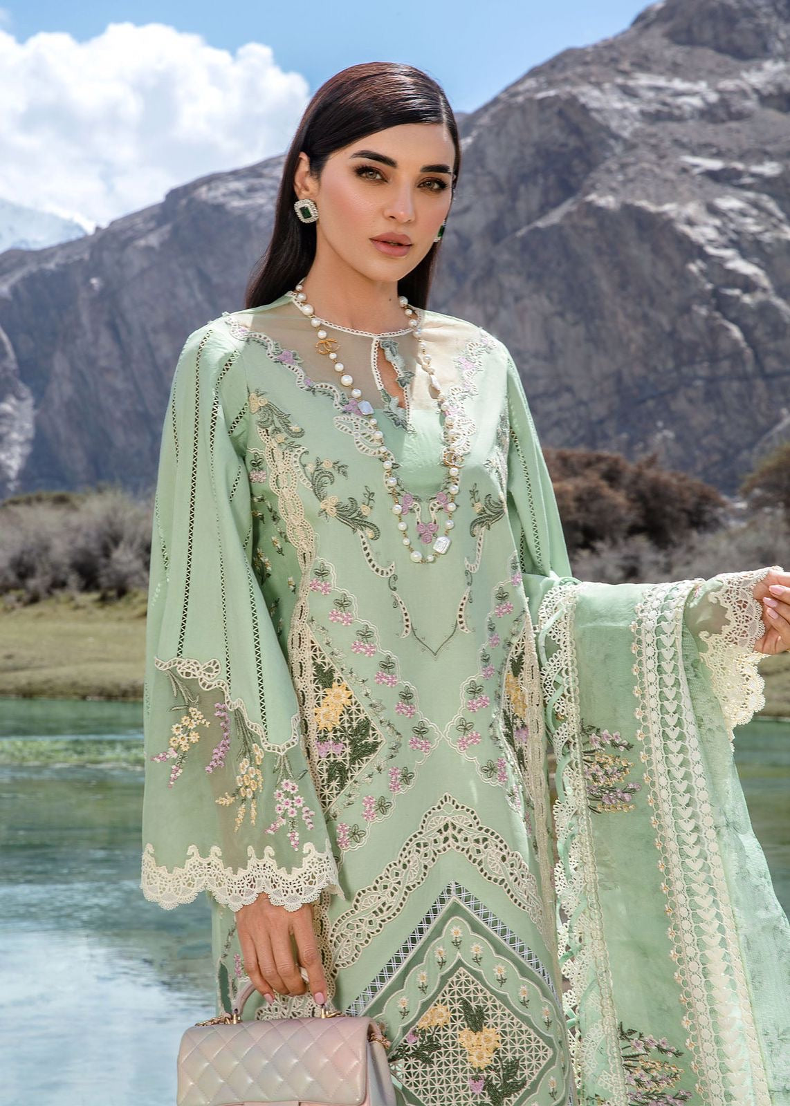 Crimson Green | Chikankari Luxury Lawn Collection Replica