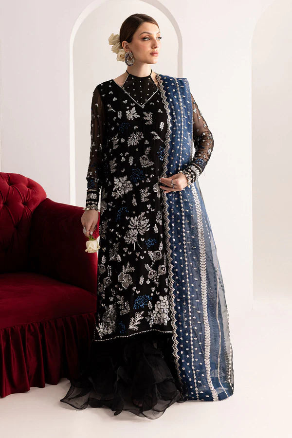 Nureh Navy Blue Chiffon Formal Collection Replica