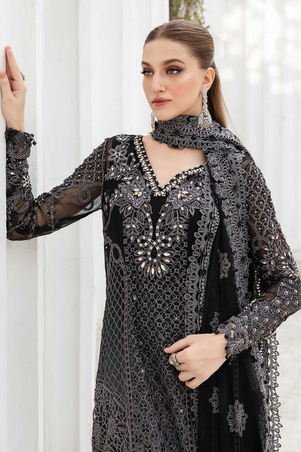 Maria B Black Chiffon Formal Collection Replica