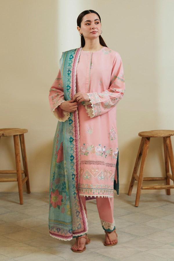 Zara Shahjahan Zimmil Pink Luxury Lawn Collection Replica