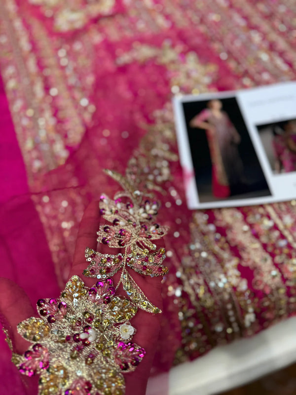 Sana Safinaz Signature Tassel Silk โ Shocking Pink Ensemble