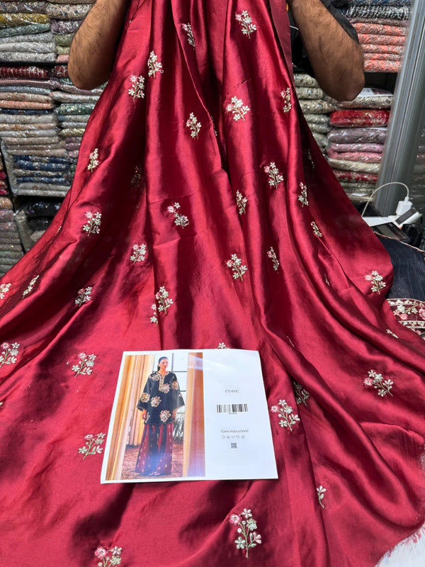 Ethnc Silk Embroidered Black 3Pc