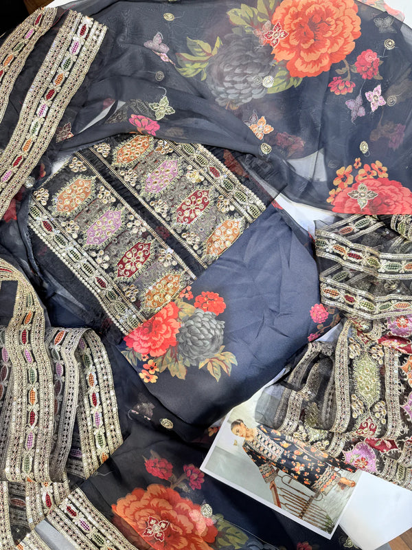 ANEELAS SILK PRINT BLACK