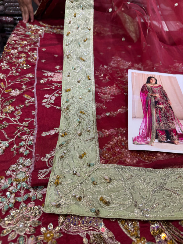 TABYA RAW SILK TABEER MEROON