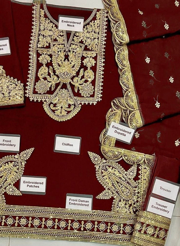 Asim Jofa Green Chiffon Collection Replica