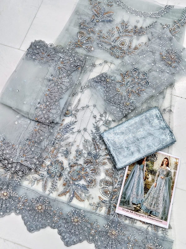 Maria B Net | Sky Blue - Bridal Collection Replica