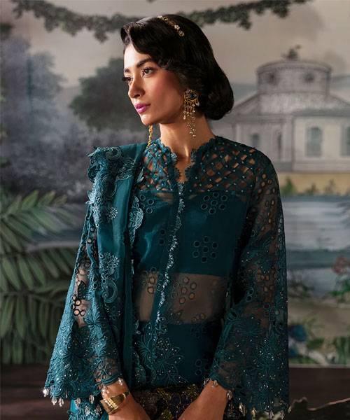 Afrozeh Blue Organza Formal Collection Replica