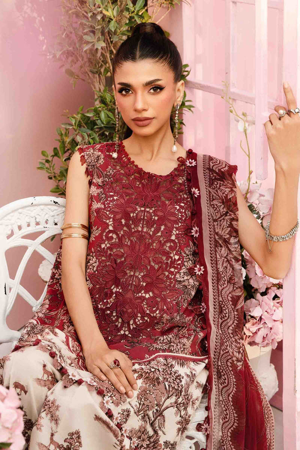 Red Premium Embroidered Lawn Suit || 3 Piece Maria B Replica