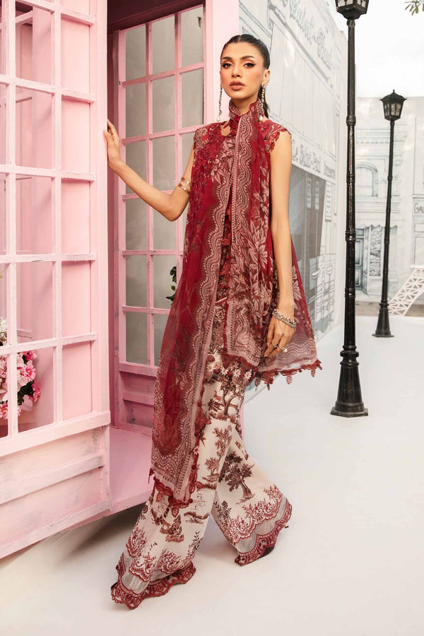 Red Premium Embroidered Lawn Suit || 3 Piece Maria B Replica
