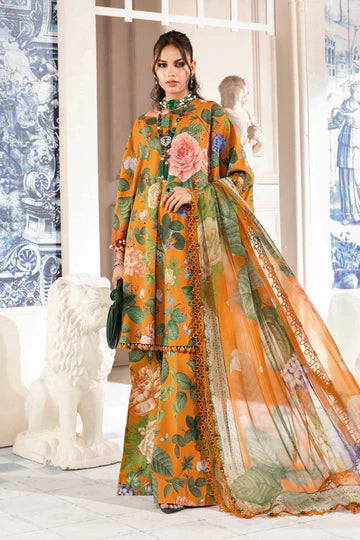 maria b orange dress MARIA.B Eid Luxury Lawn Collection EL-23-03-Brunt Orange YourLibaas UAE