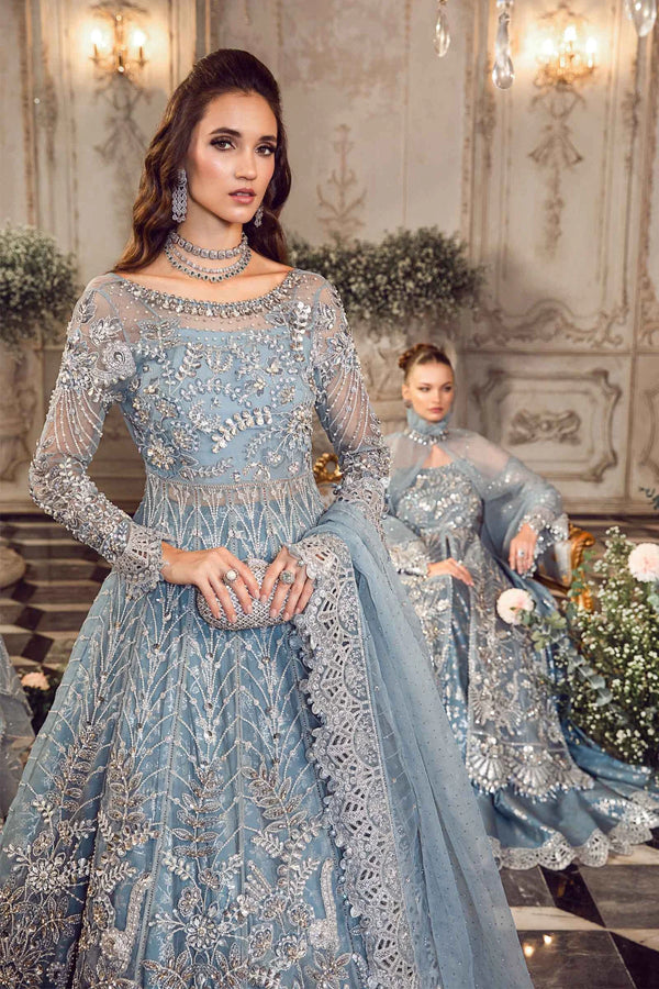 Maria B Net | Sky Blue - Bridal Collection Replica