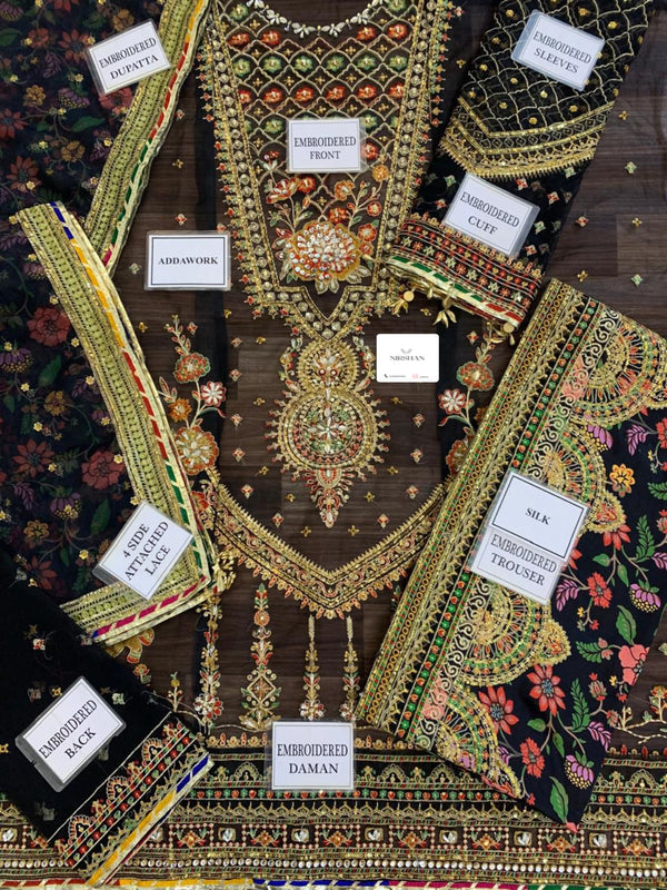 Mohsin Naveed Ranjha Multi Organza Bridal Collection Replica