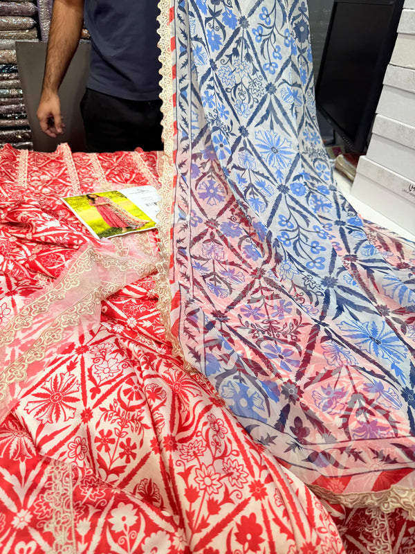 ANEELAS SILK PRINT RED