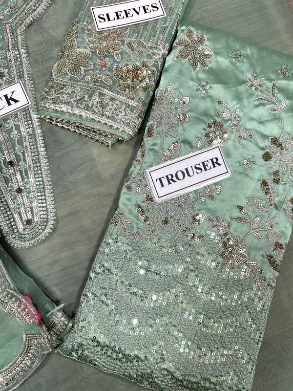 Baroque Pistachio Organza Formal Collection Replica