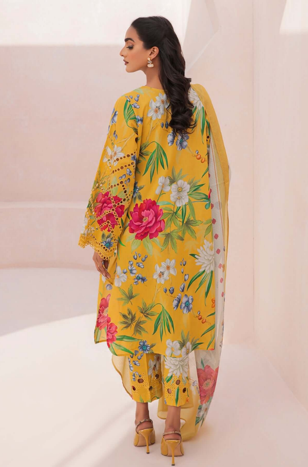 Baroque Yellow Printed Lawn Collection Replica