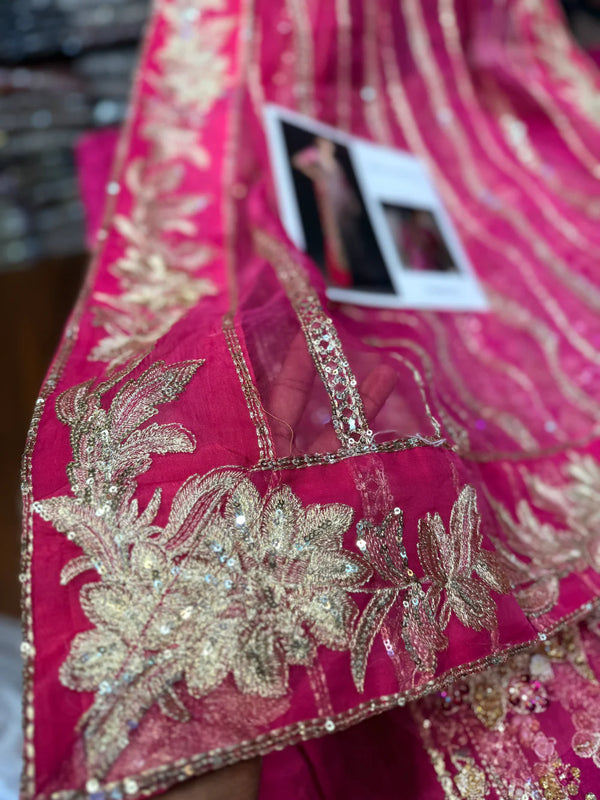 Sana Safinaz Signature Tassel Silk โ Shocking Pink Ensemble