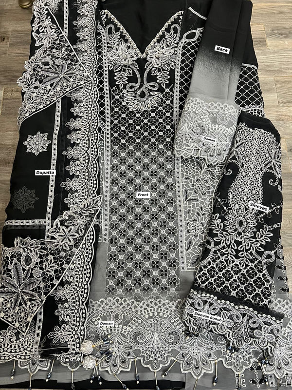 Maria B Black Chiffon Formal Collection Replica