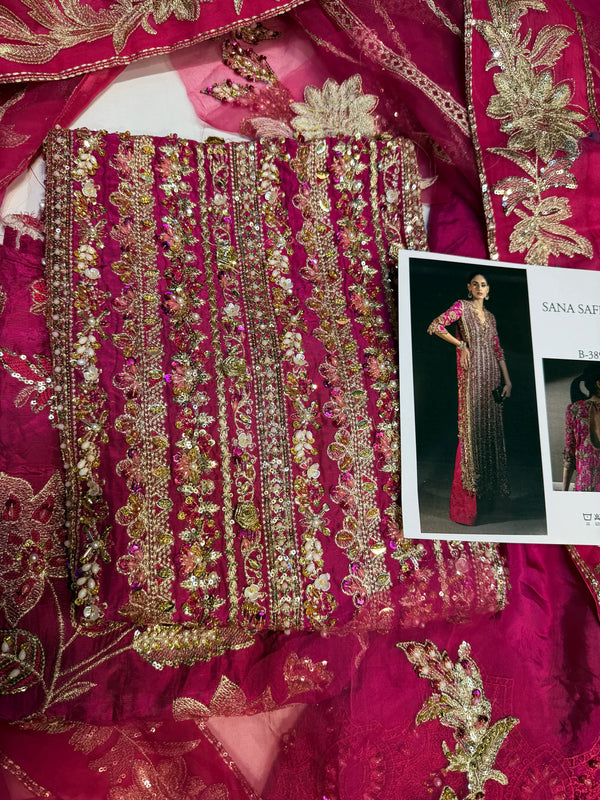 Sana Safinaz Signature Tassel Silk โ Shocking Pink Ensemble