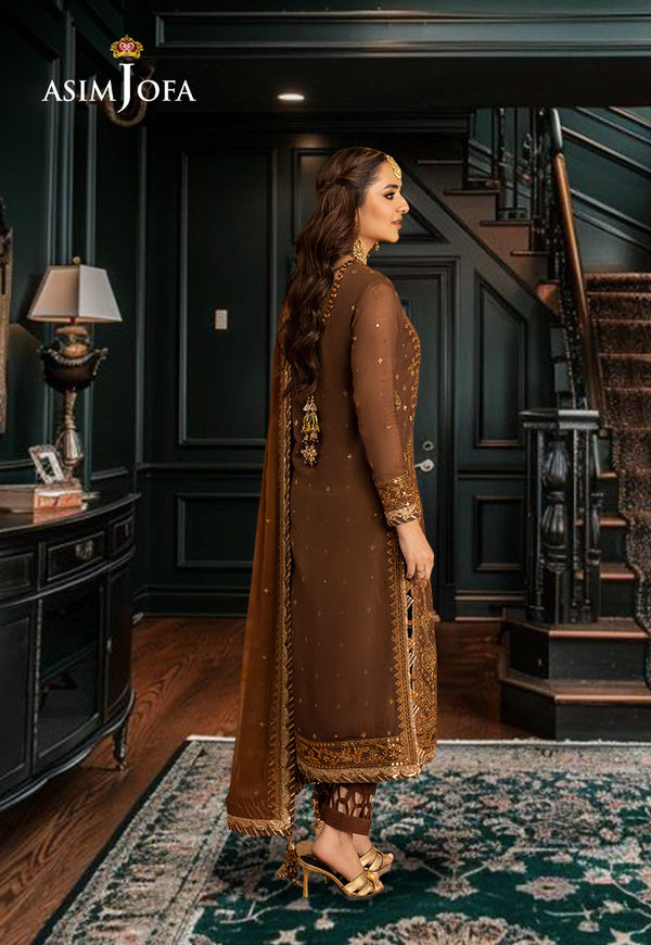 Asim Jofa Brown Chiffon Formal Collection Replica