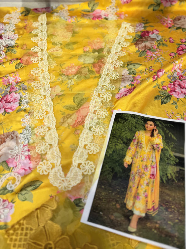 ANEELAS YELLOW SILK PRINT