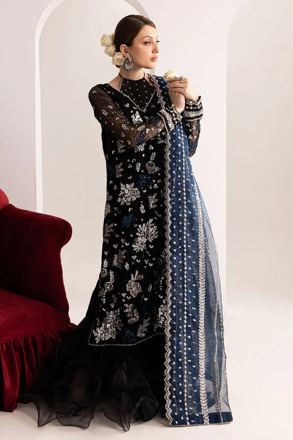 Nureh Navy Blue Chiffon Formal Collection Replica